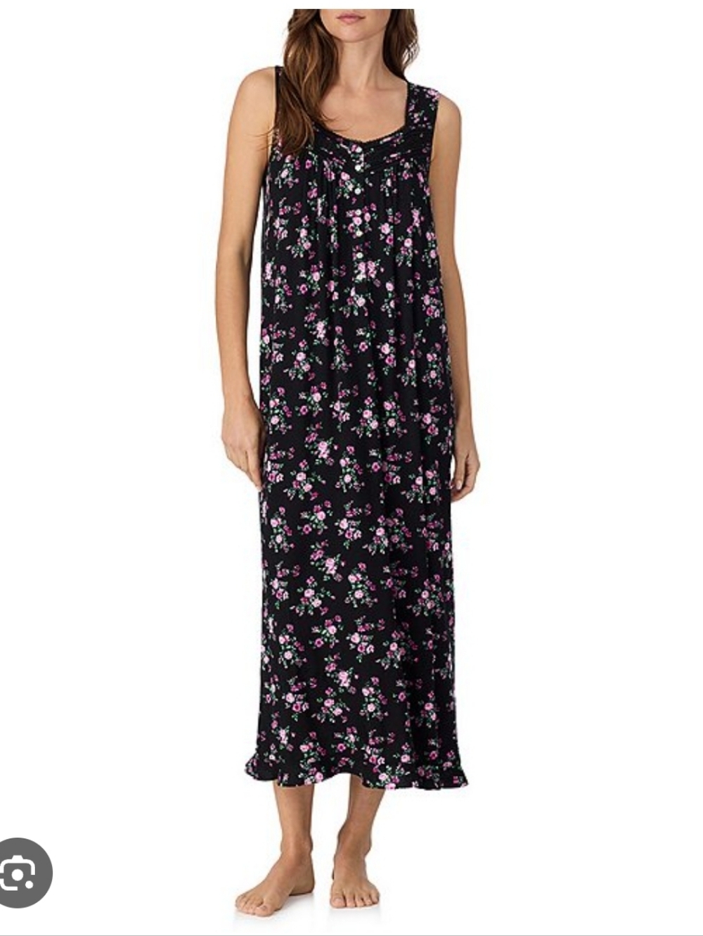 Eileen West Black Model With Lovely Floral Nightgown In Numerous Sizes